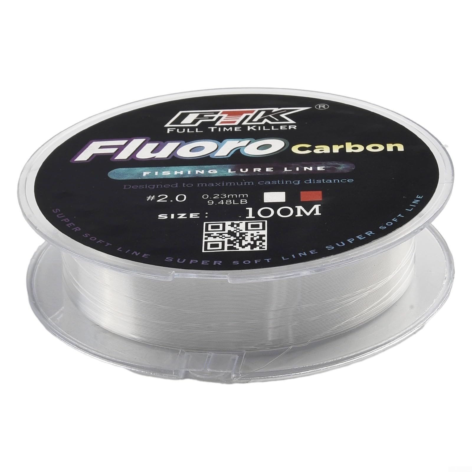 Ligne de pêche en fluorocarbone 100M 1,87-15,57kg Fil de leader à faible visibilité pour la pêche en eau douce et en eau salée au brochet, à la carpe, au bar, à la truite et au sandre. Fil