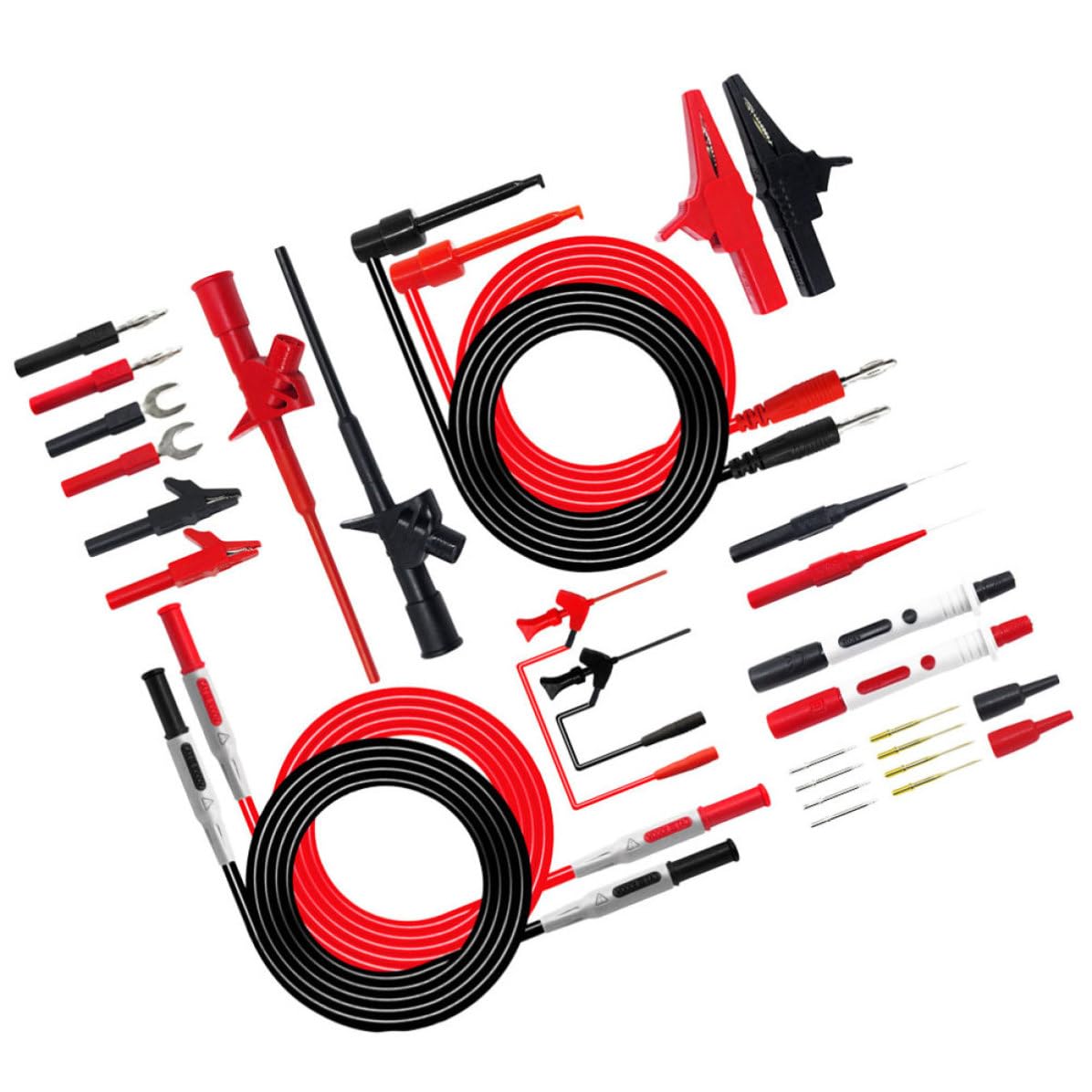 Kit de Sondas de Prueba para Multímetro 4mm, Plástico Negro y Rojo