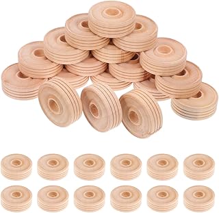 50Pcs Solid Wood Wheels for Crafts 1.33 Inch DIY Toy Accessories Wooden Model Wheels for Handmade Projects Home Decor and Craft Kits
