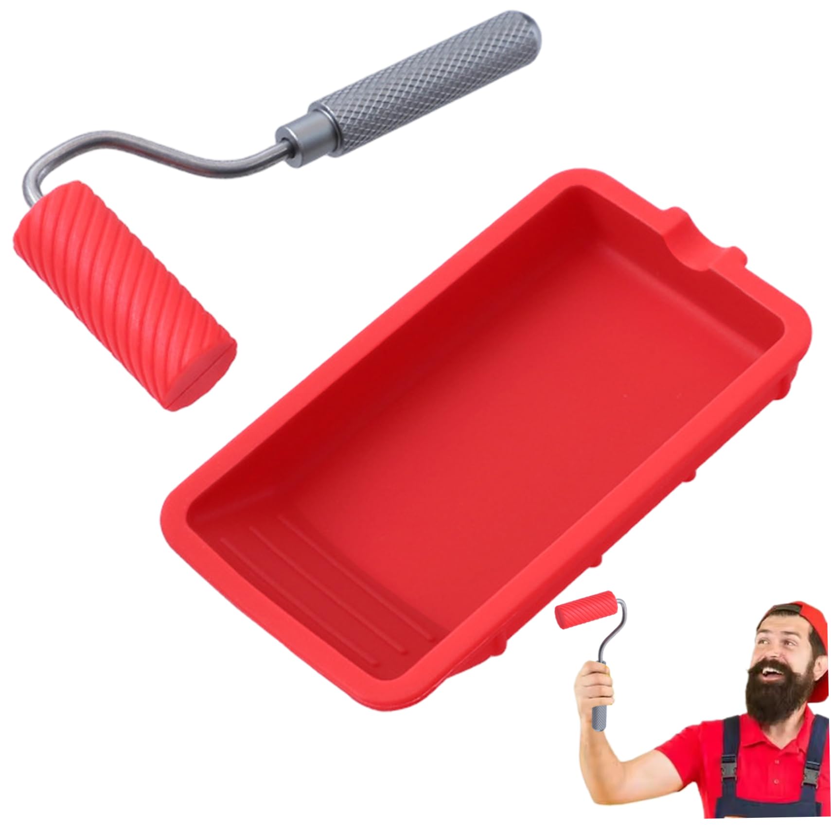 Hbbgdiy Red Glue Roller Set Silicone Glue Applicator With Tray For Woodworking, Arts And Crafts, Wood Projects, Furniture Repair And Professional Paint Kit