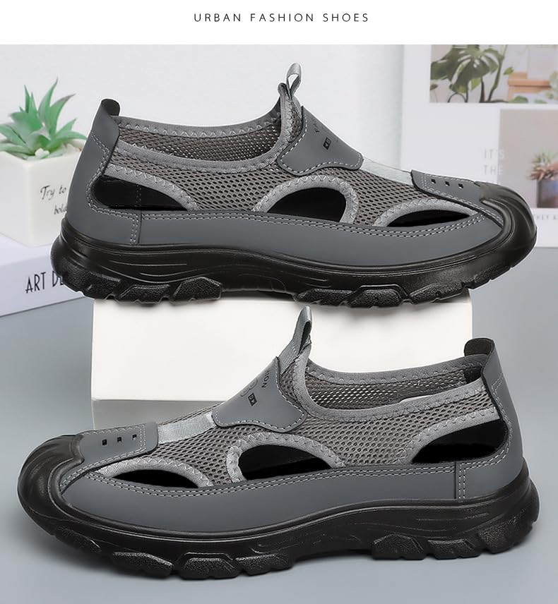 Men's quick-drying sandal for outdoor beach hiking and wading, featuring a breathable mesh design, anti-slip sole, lightweight and comfortable, suitable for all-day outdoor activities.3