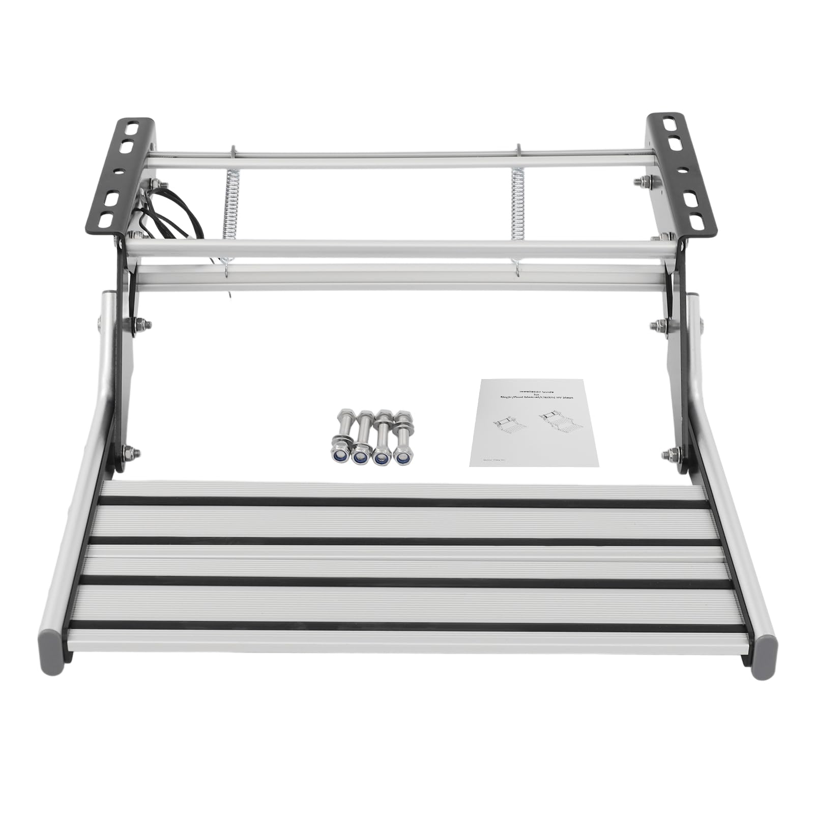 Pedana pieghevole manuale con striscia luminosa a LED, montaggio gradini da campeggio, portata 200 kg, rettangolare, passo per camper, rimorchi da viaggio, camion