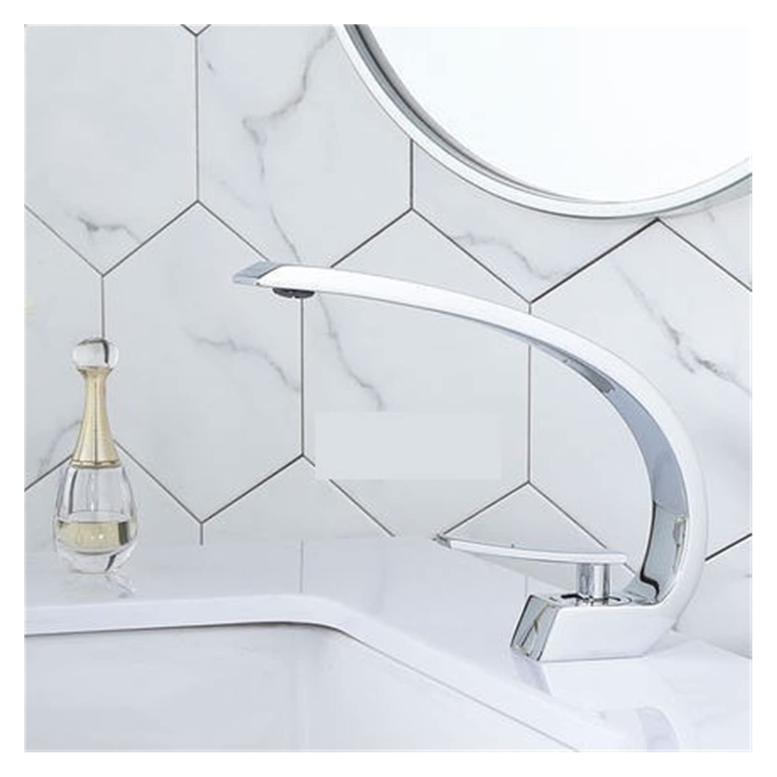 Cudtapi A Bathroom Faucet Basin Faucet Modern Bathroom Mixer Tap Brushed Gold Wash Basin Single Handle Hole Hot Nd Cold Waterfall Fauce(A)