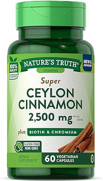 Natures Truth Super Cinnamon Plus Biotin & Chromium Quick Release Capsules - 60 ct, Pack of 3