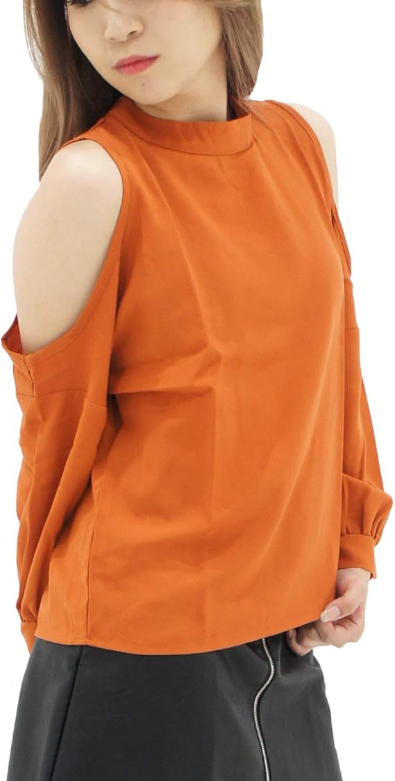 Amazon Rondel Black ロンデルブラック 肩出し トップス 秋 肩見せ ボトルネック ブラウス トップス 長袖 オレンジ Orange シャツ ブラウス 通販 Amazon Rondel Black ロンデルブラック 肩出し トップス 秋 肩見せ ボトルネック ブラウス トップス 長袖 オレンジ Orange シャツ ブラウス 通販