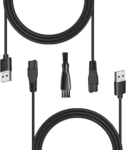 uijino Oneisall - Cable de carga USB de 5 V para recortadora de pelo de mascotas con cepillo de limpieza, cable de alimentación de 3.3 pies, 2