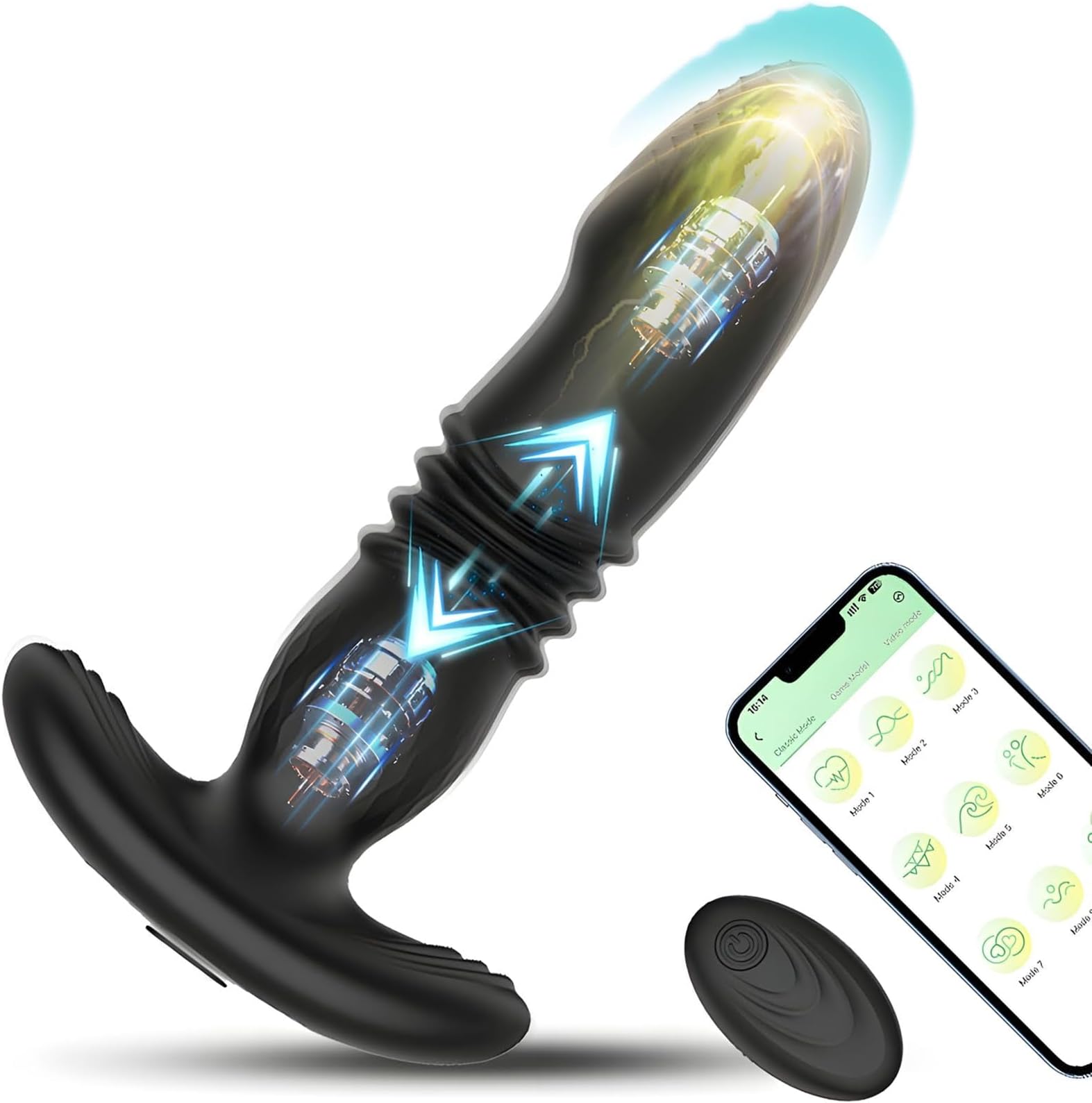 Silicone Material with Different Modes 6.0 inches Black Relaxation Tools Kit Decrease Tension for Male, Rechargeable Waterproof Cordless Body Prostrate Device for Men to Relax v37h1