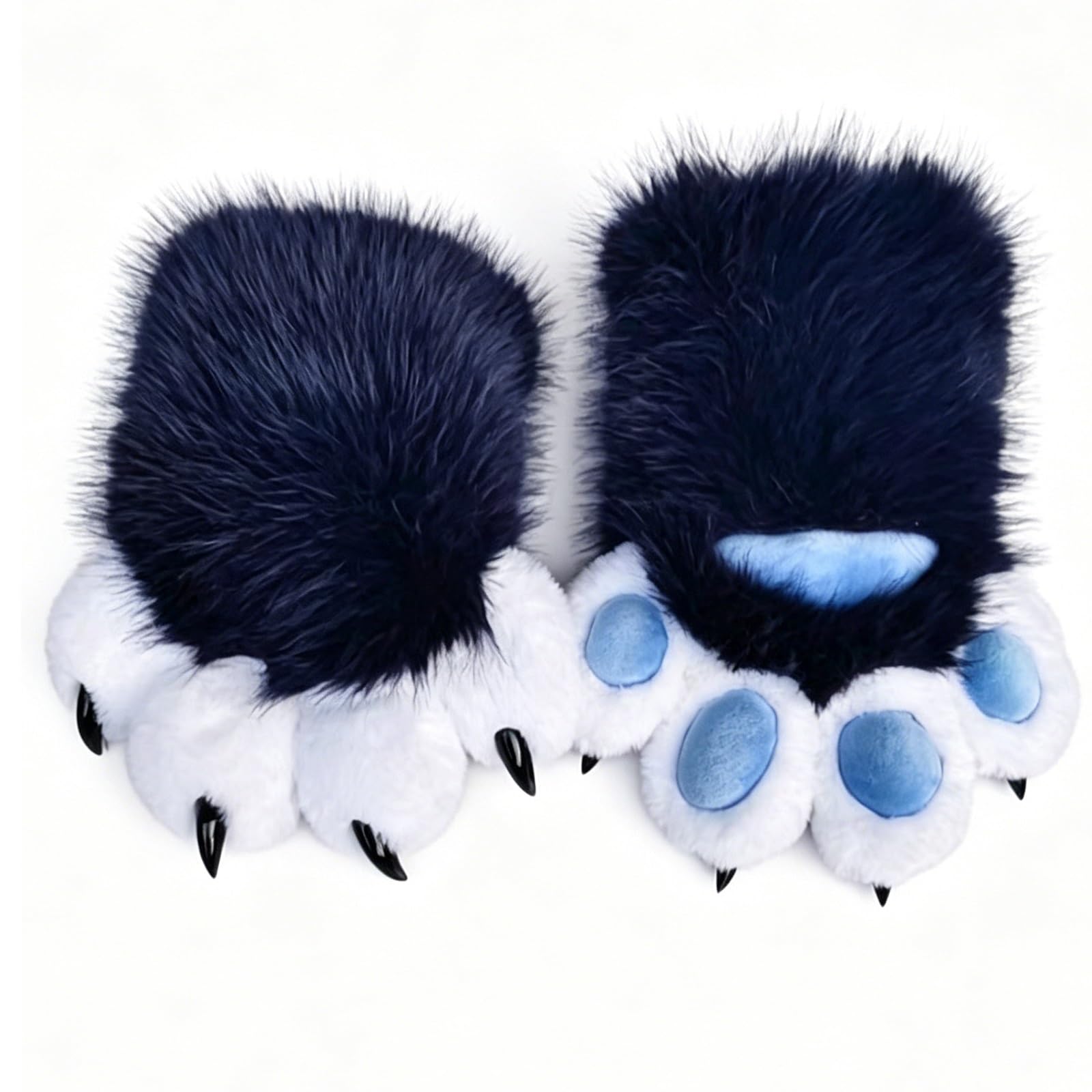 Rolamumu Fursuit Paws Furry Gloves, Soft Plush Hand Paw Gloves with Claws for Halloween Cosplay, Party, Roleplay(Z)