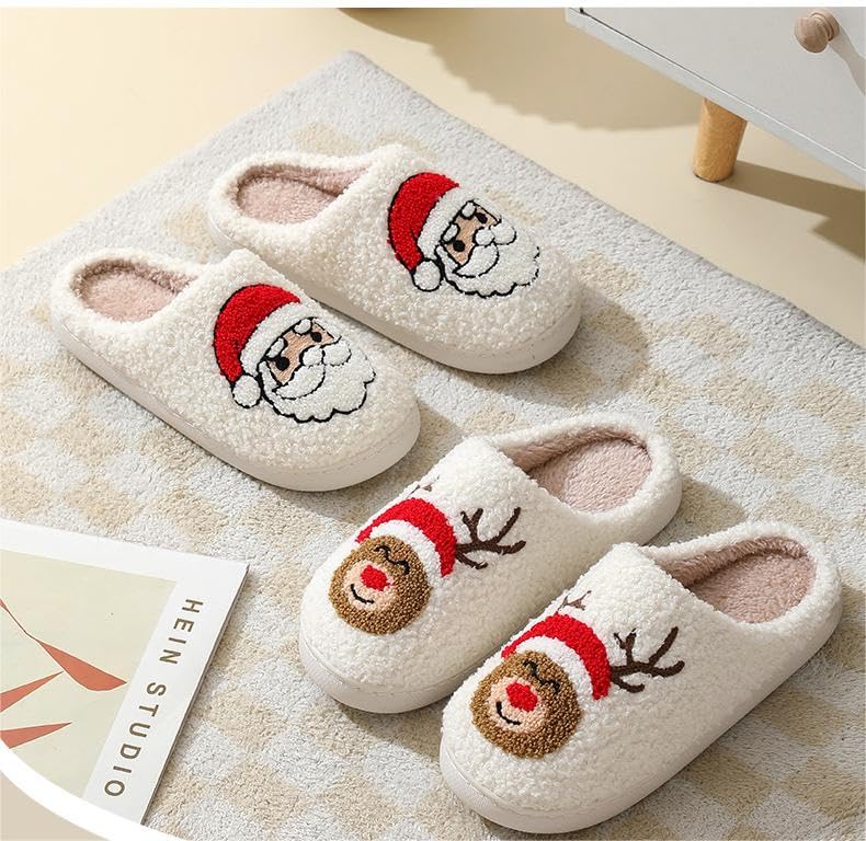 Christmas Reindeer Slippers for Women Soft Plush Fuzzy Cozy House Slippers Indoor Outdoor Shoes Cute Cozy Plush Warm Slip On House Shoes Cartoon Slipper3