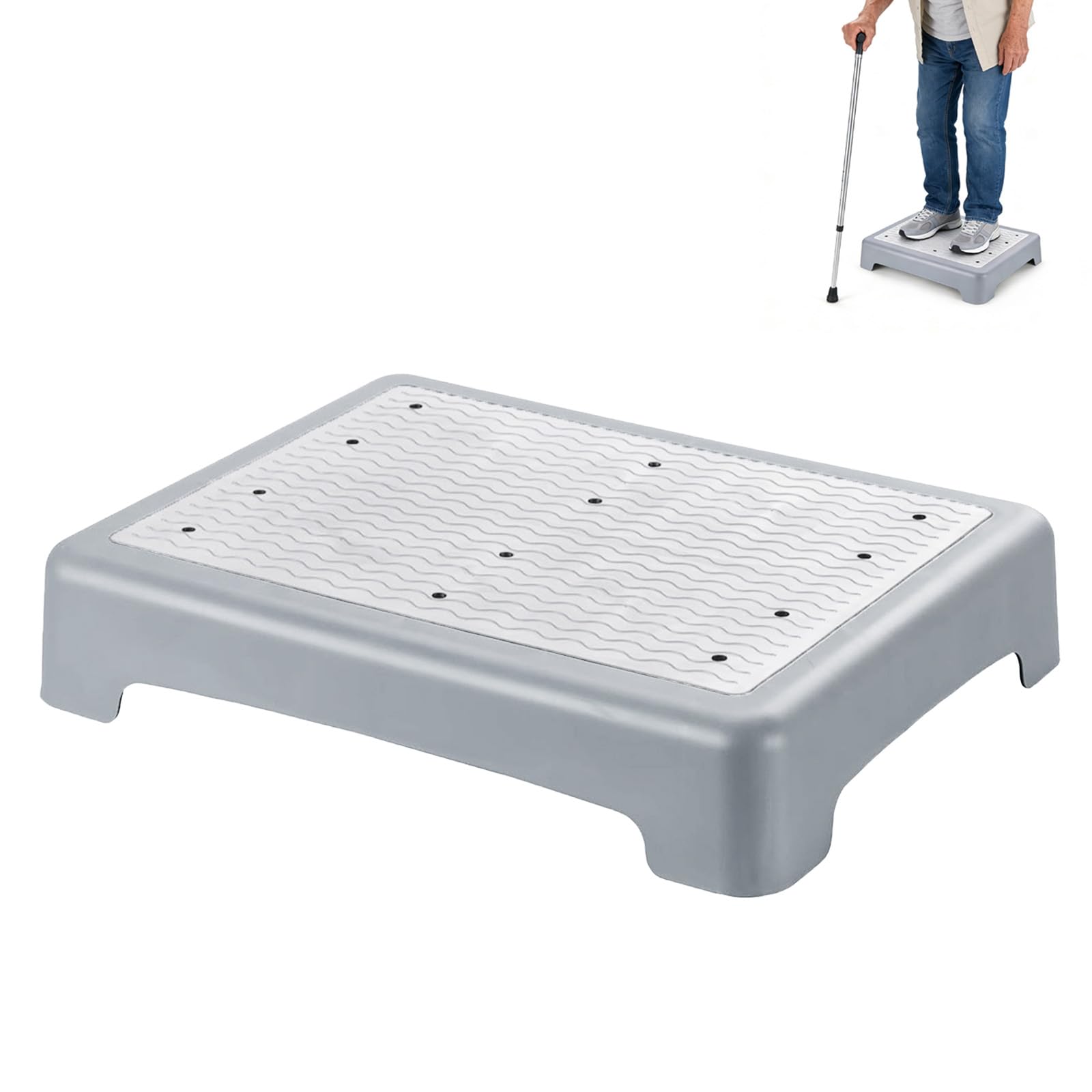 Marchepied antidérapant de 9 cm, marchepied portable, aide à la montée et aide à la marche, antidérapant, charge maximale : 220 kg, pour personnes âgées, douche, baignoire, voiture, extérieur