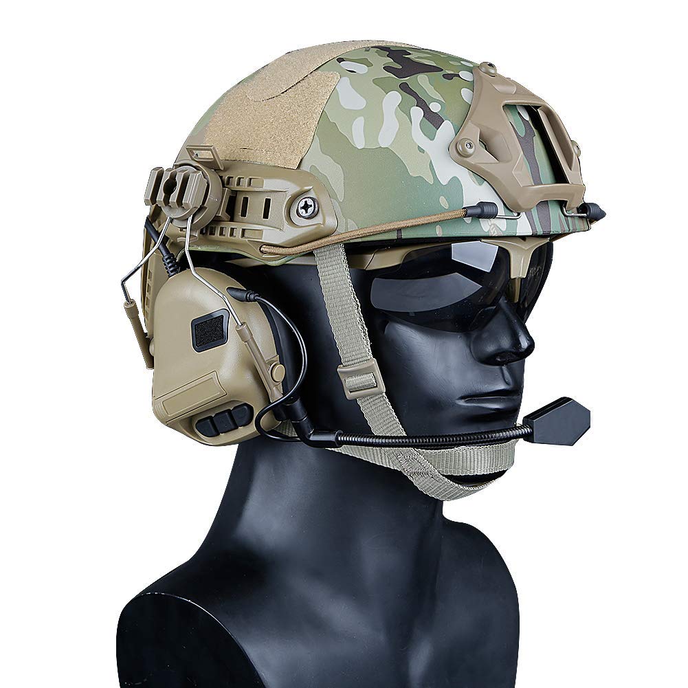Cuffie Airsoft Tattico Paintball Caccia attività Casco Guida Laterale Auricolare Impermeabile Auricolare con Microfono Funzionale Cuffia