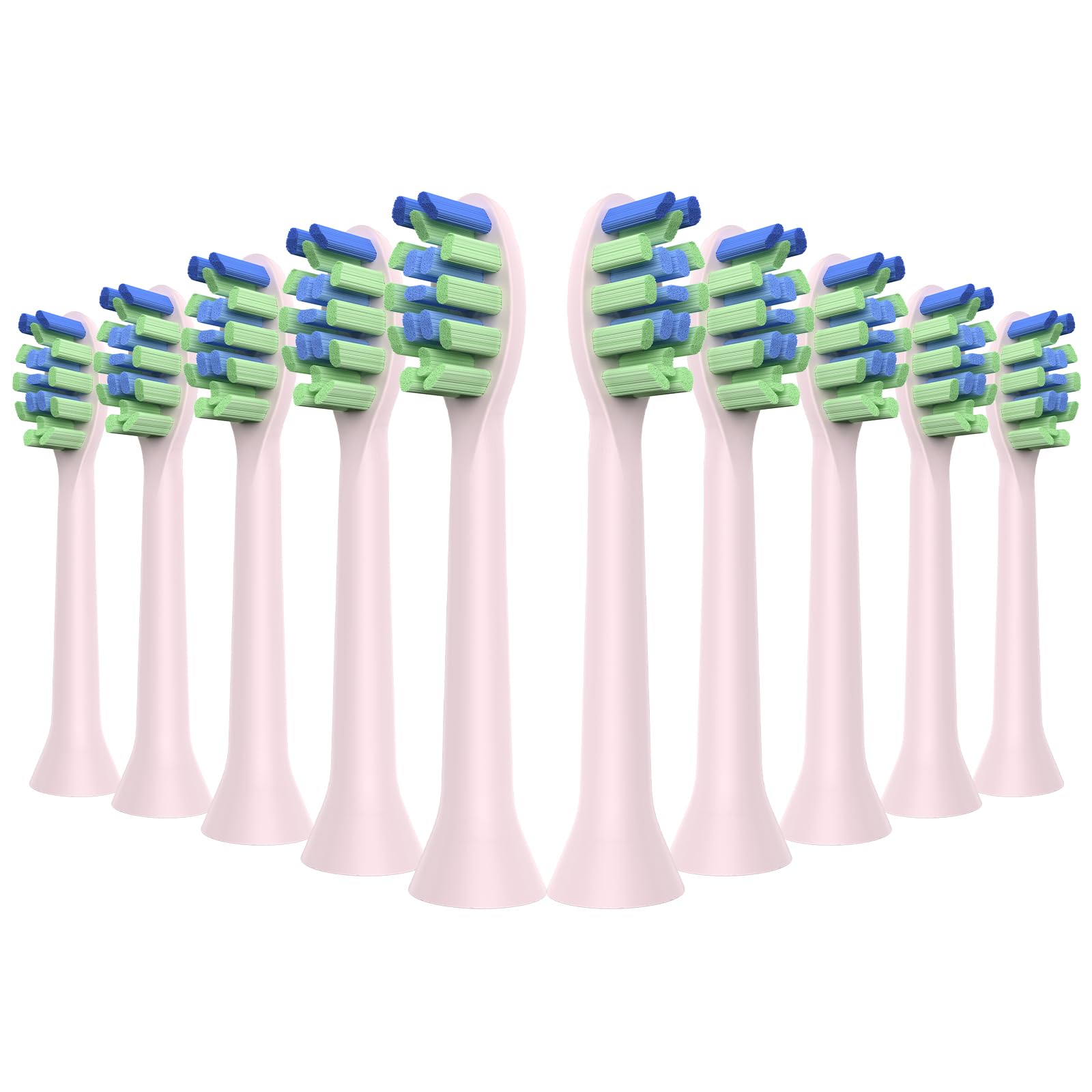 10PCS Replacement Heads Compatible with 7am2m AM100/AM101/AM105/AM111 Electric Toothbrush- Click Toothbrush Refills Compatible with 7am 2m, 10 Count (Pink)