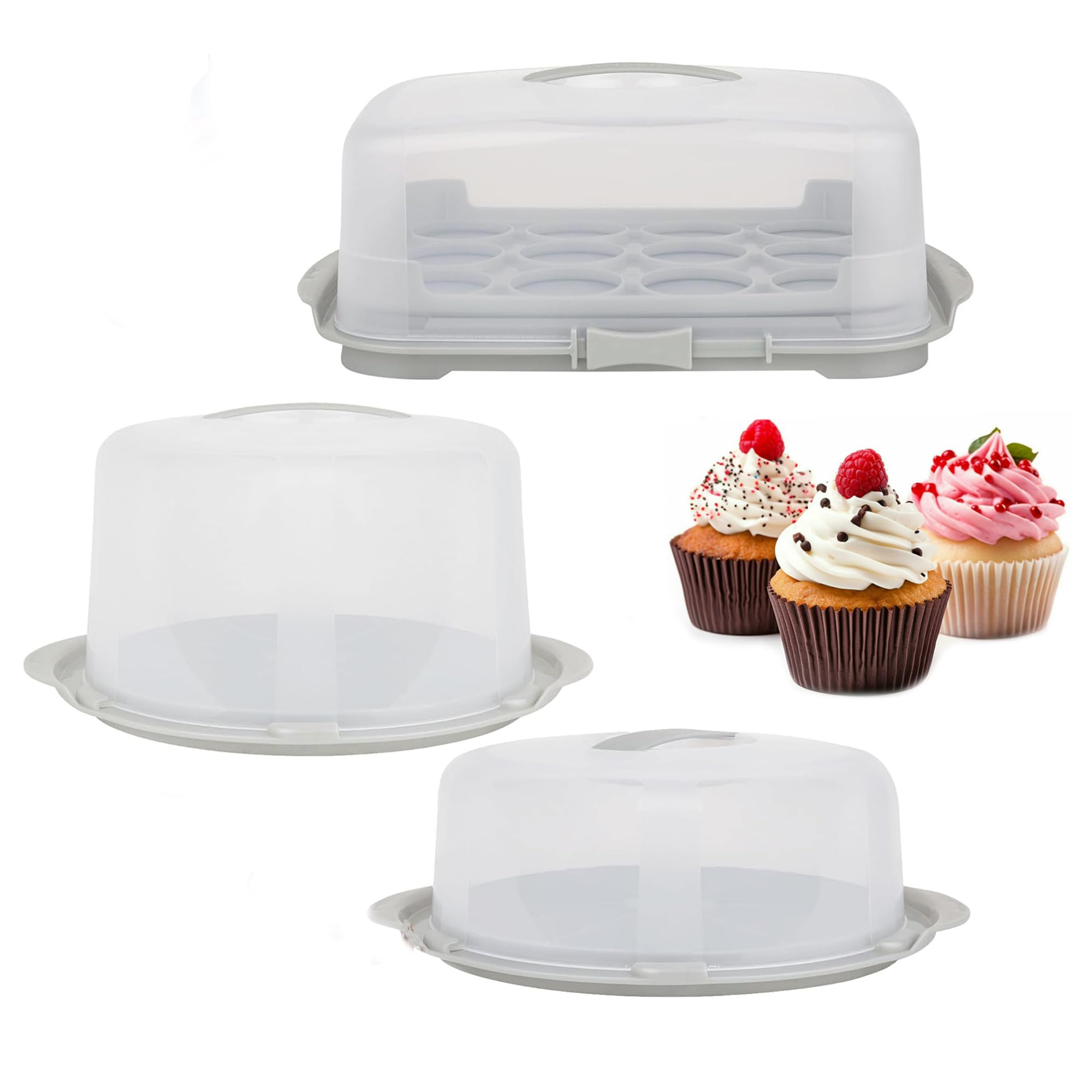 Pluto Packaging Clear Plastic Cake Cupcake Caddy Storage Containers