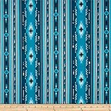 Elizabeth's Studio Native Spirit Arrow Feather Stripe Turquoise, Fabric by the Yard