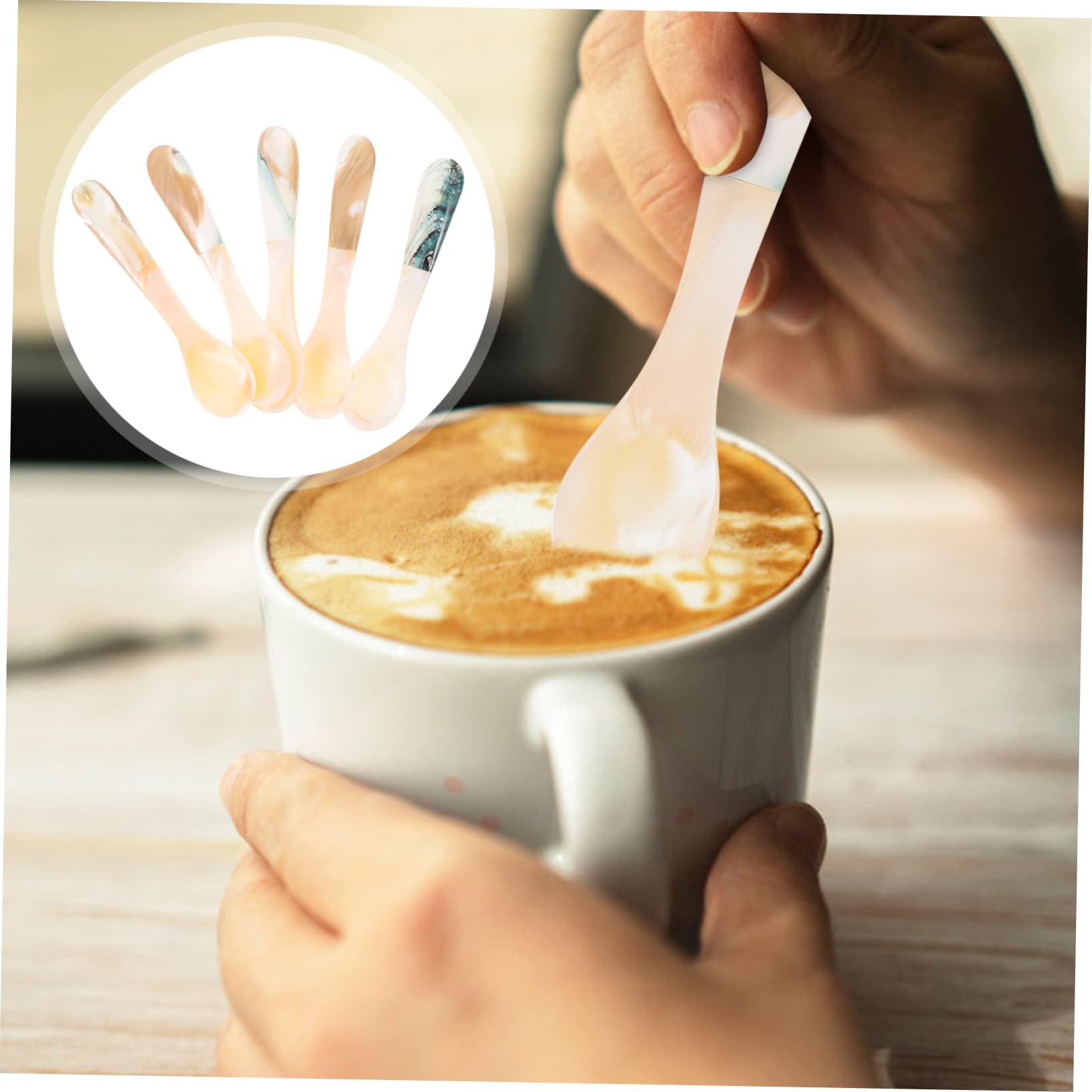 NAMOARLY Caviar Dessert Spoon Set 5pc Shell Cutlery Handle Ideal for Fine Dining Housewarming Present