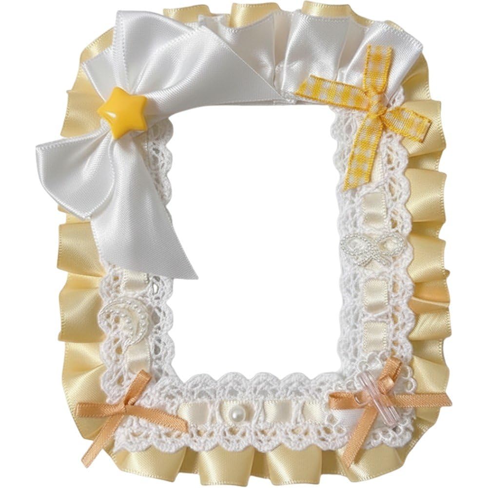Fituenly Lace Photocard Holder,Bows Bus Card Protector Lovely Photo Sleeve Sweet Credit for Woman Girl Bows
