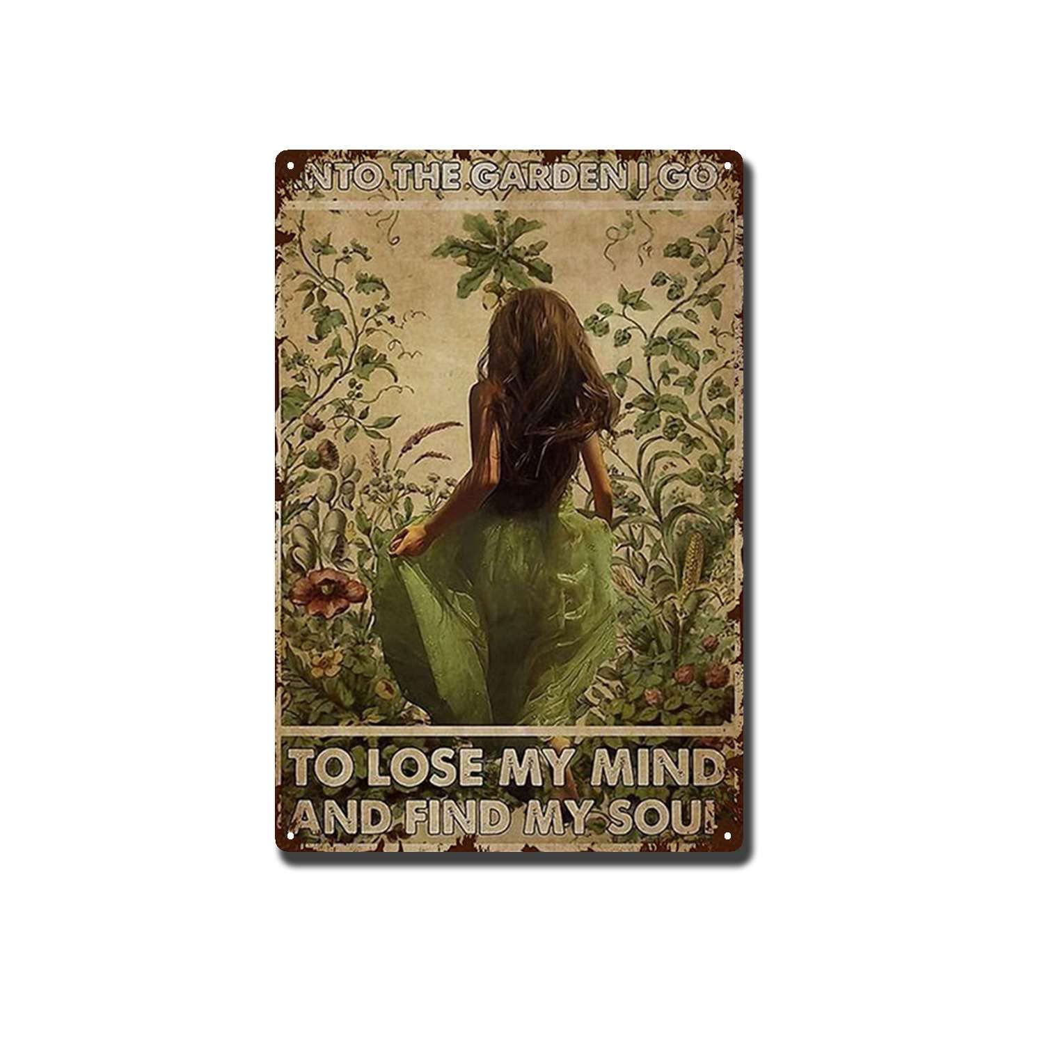 Cartello In Lamiera Per Giardinaggio – Poster I Go To Lose My Mind And Find My Soul – Regalo Per Amanti Delle Piante - copertina