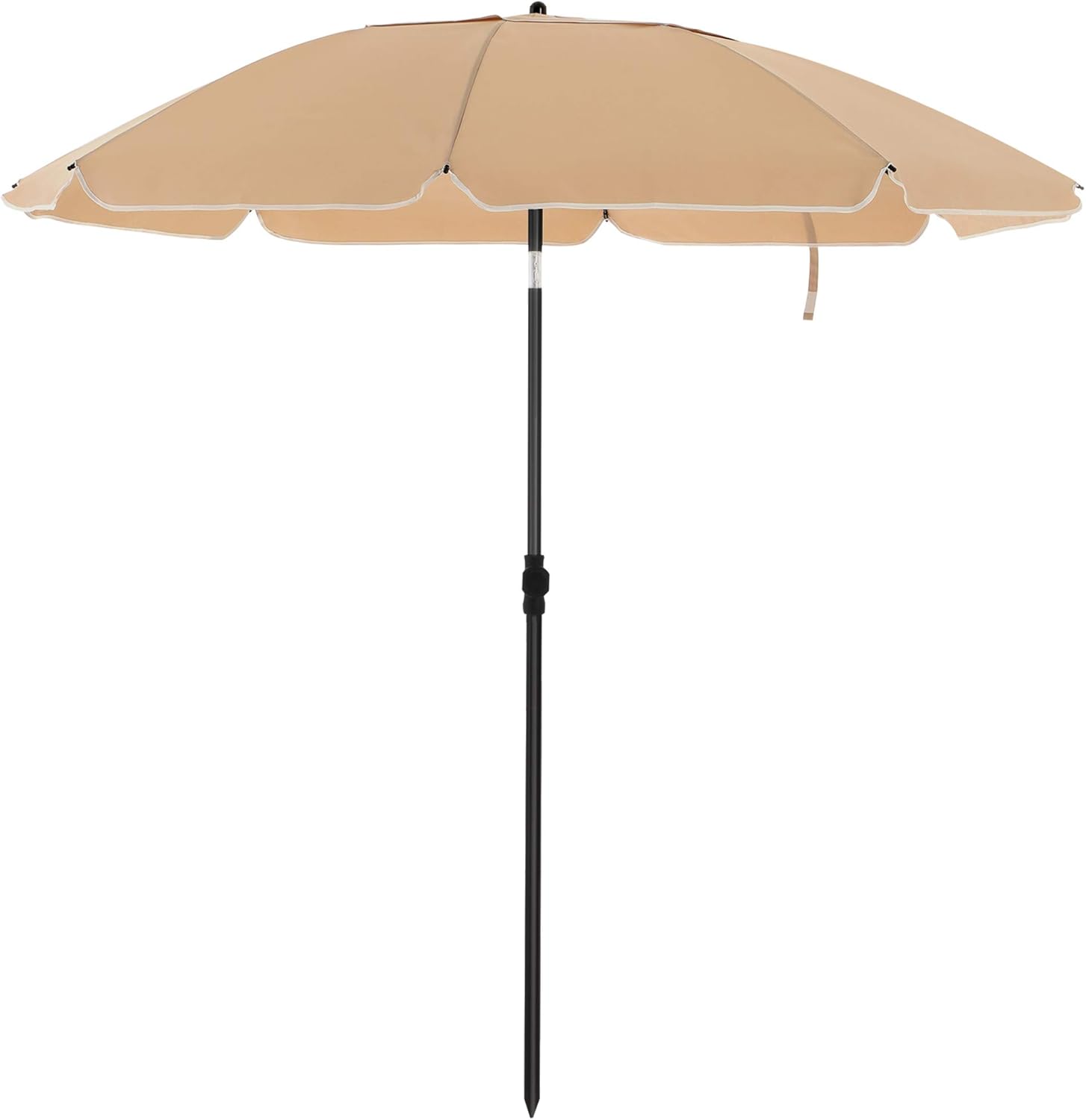 SONGMICS Parasol de Playa Ø 2 m, Sombrilla de jardín con protección UPF 50+, Inclinable, Portátil y Resistente al Viento, Varillas de Fibra de Vidrio, Bolsa de Transporte, Topo GPU65BRV1
