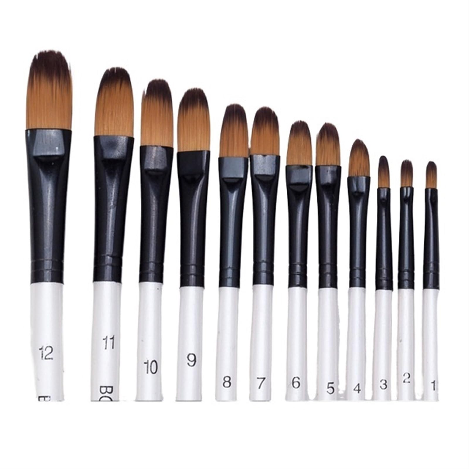 XBTGS Pinceles para Pintar, 12 Piezas de Pelo de Nailon con Mango de Madera, Juego de Pinceles de Acuarela para Aprender a Pintar al óleo y acrílico, Suministros,One Color-Style 1