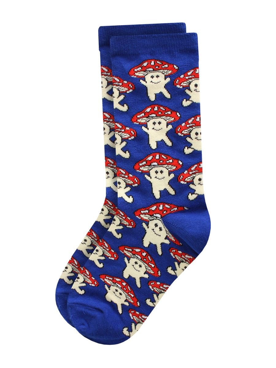 Grindstore Unisex Blue Twisted Soles Little Mushrooms Novelty Adult Socks - 1 Pair