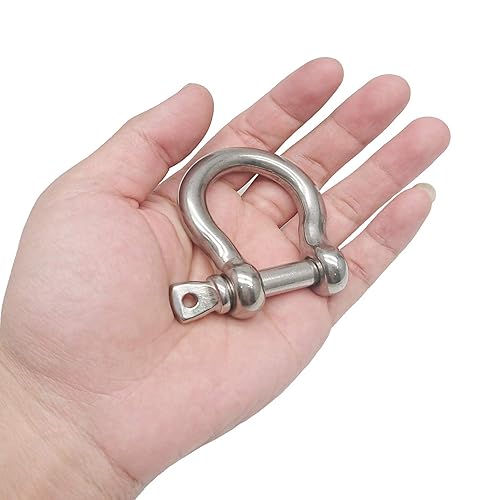 Miniatura 17 de 2 grilletes de anillo en D de acero inoxidable 304 de 1/2 pulgada de 0.472 in para alambre de acero de tracción, 0.472 in