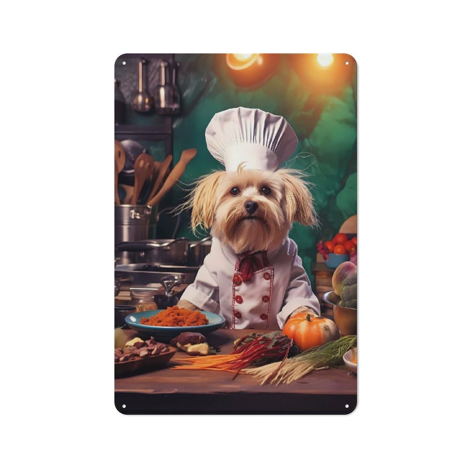 Junmoney Dog Chef Funny For Garden Room Or Summerhouse, Vintage Tin Sign 30X20cm, For Display In Garden Rooms And Summerhouses