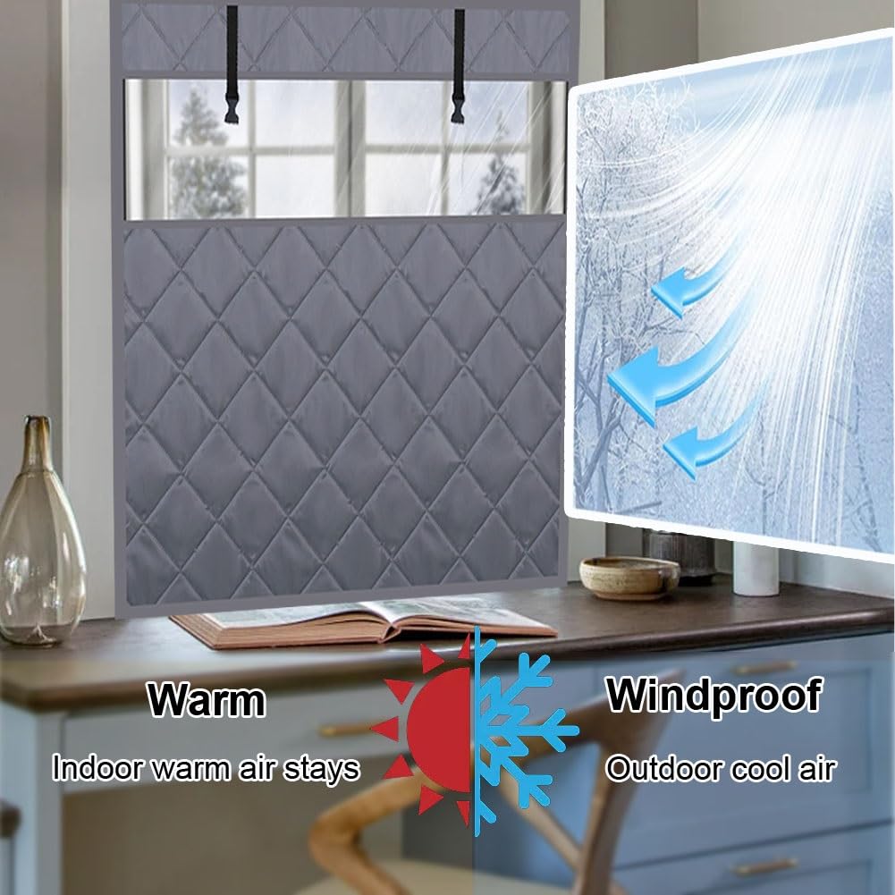 Isolierfolie Fenster Winter,Thermo Fensterabdeckung,Fensterisolierungsset Gegen Kälte,Wärmeschutzvorhang Fenster für Wohnzimmer,Schlafzimmer(Brown,150x290 cm)