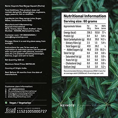 Image of Keynote Mango Panha | Raw Mango Puree | Natural Flavours | Sweetened | Glass Bottle 520 ml