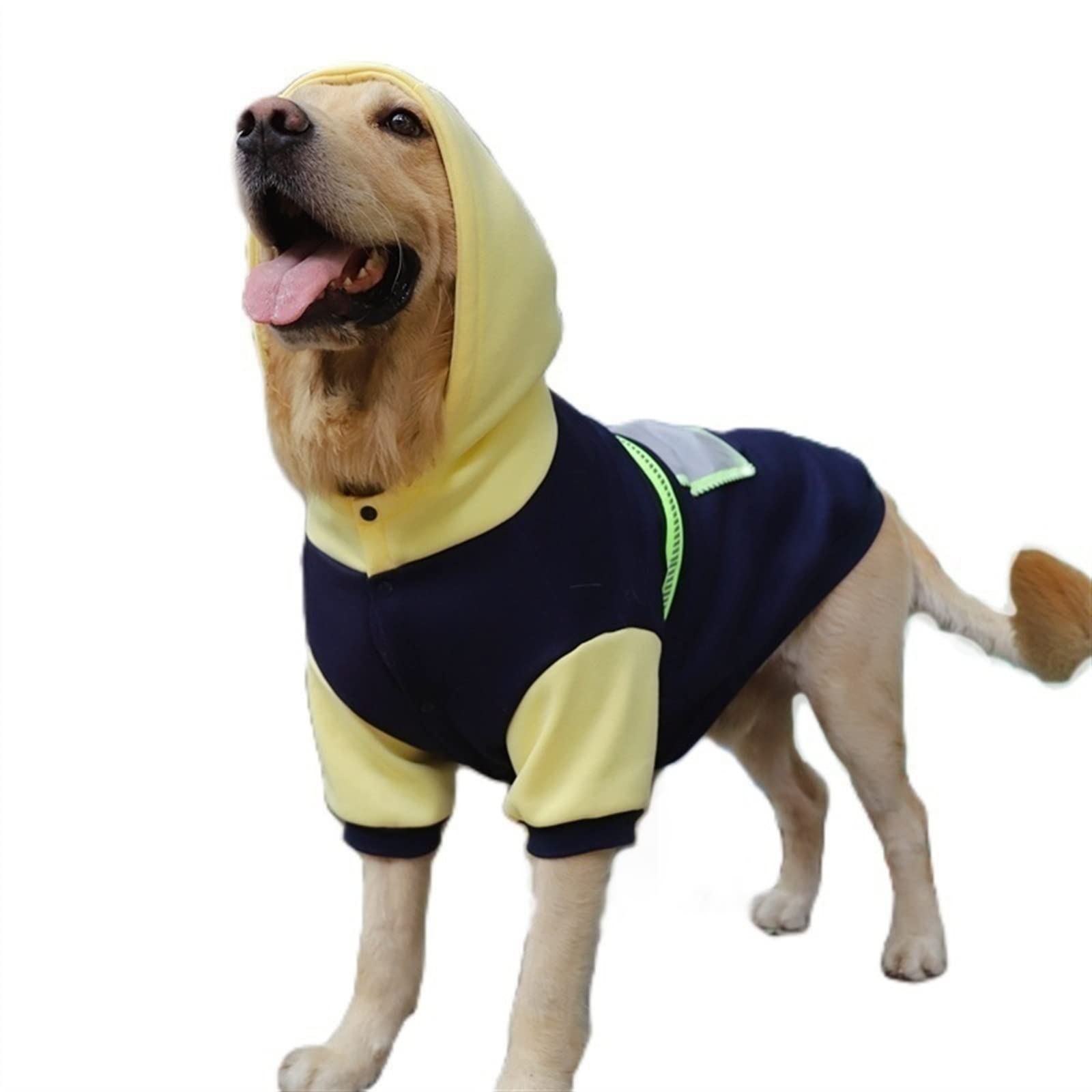 FGVHJOJXA Sudadera gruesa de otoño e invierno for perros Labrador, ropa de salida for perros grandes, abrigo con botones de dos piernas for mascotas, monos cálidos for perros(Color:Black,Size:3X-Large