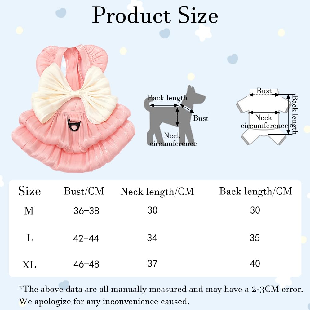 Vestito da Principessa per Cani di Piccola Taglia e Gatti Abito Estivo con Gonna Tutu (Rosa M)