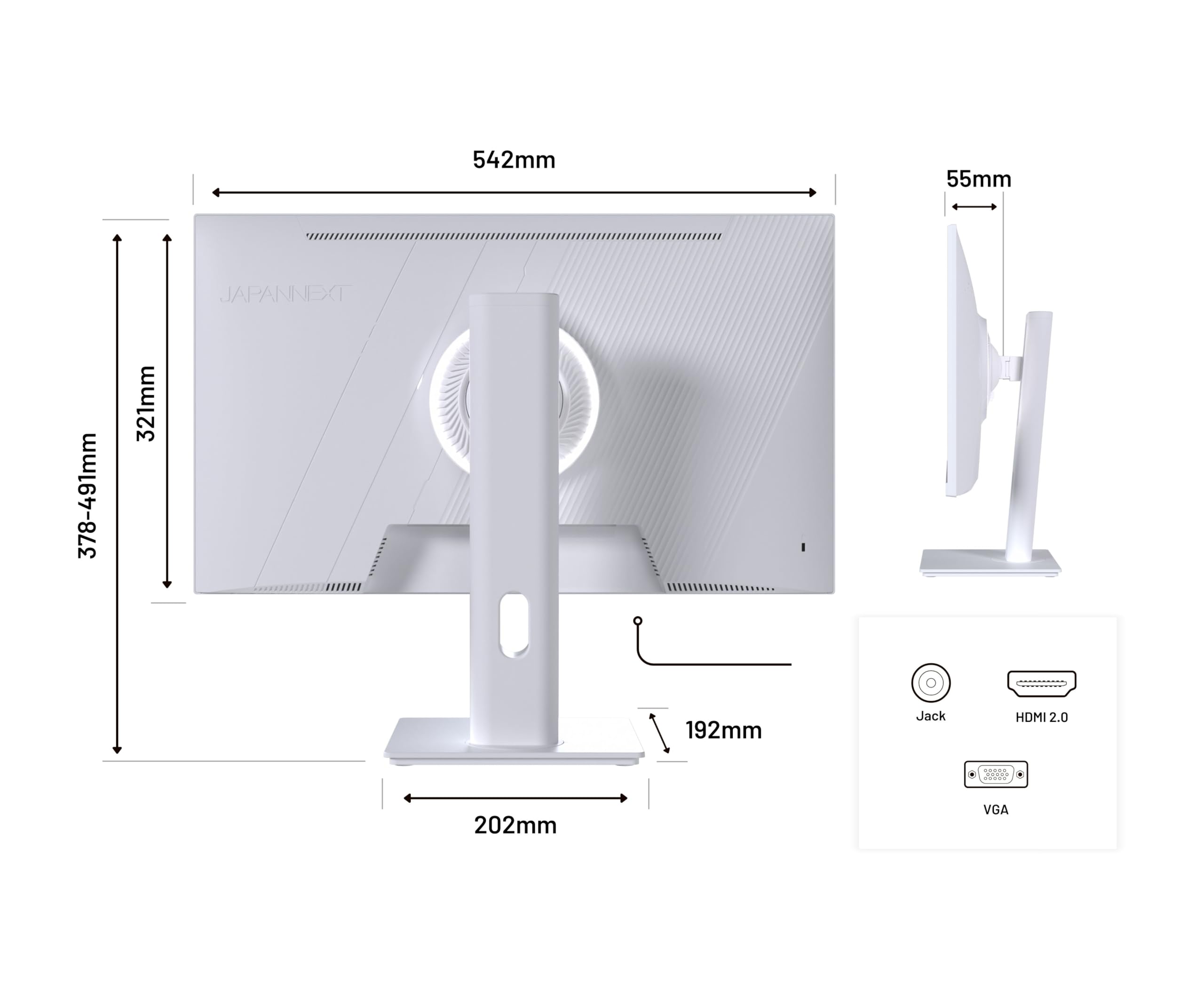 JAPANNEXT Ecran PC Gamer 23.8" IPS 120Hz 0.5ms Blanc | Full HD (1920x1080) | Hauteur & Inclinaison réglable(HSP) Haut-parleurs intégrés G-Sync/FreeSync | JN-IPS238G120F-HSP-W