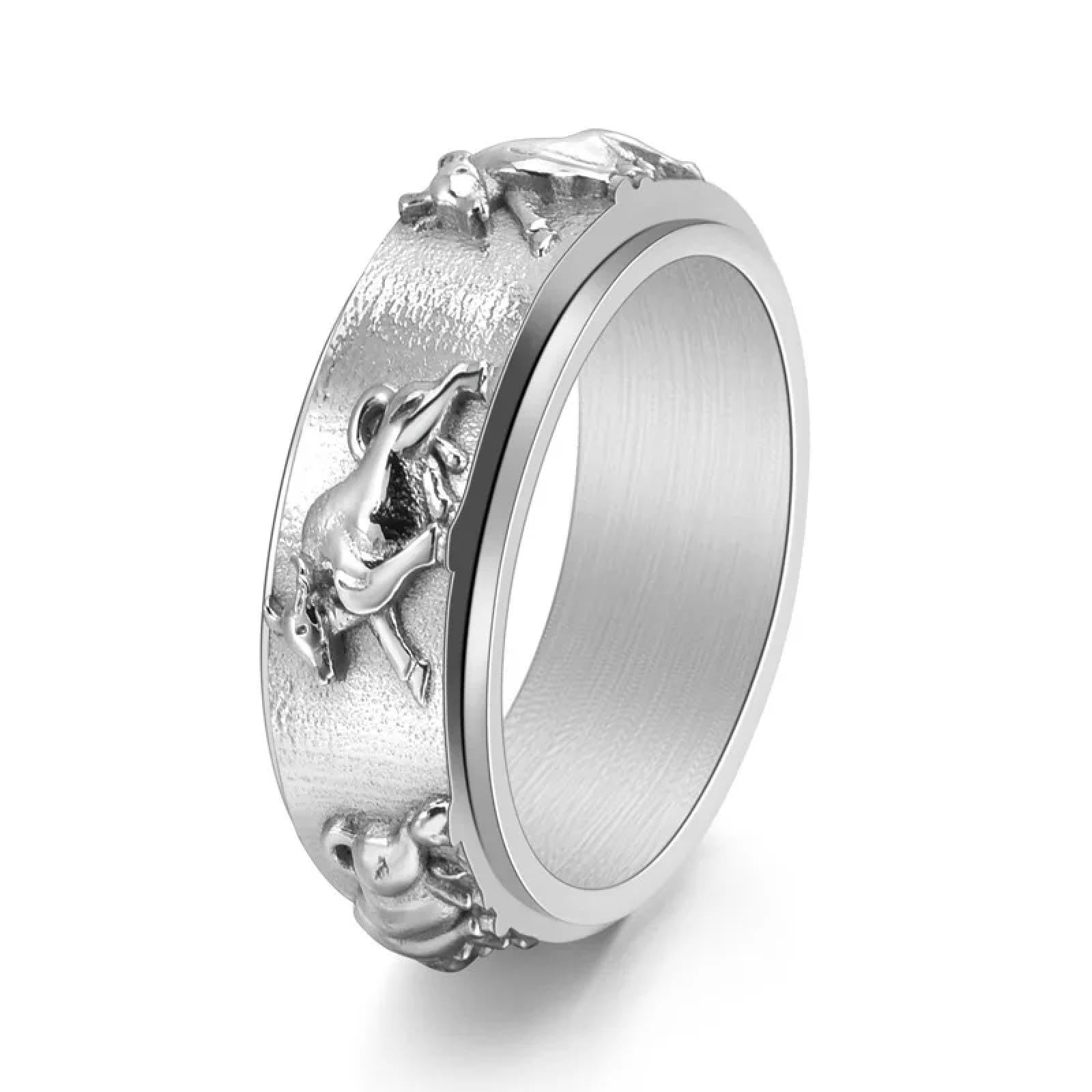 Ring Ringe Damen Bijouterie Herren Rotierender Stierkopfring Für Männer, Kräftiger Ochsen-Sternzeichen-Geburtsjahr-Schmuck, Verstellbares, Drehbares Statement-Band
