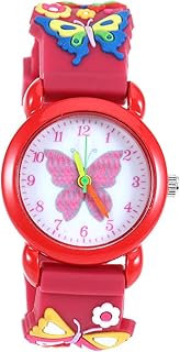 Relógio infantil de quartzo com padrões adoráveis ??Relógio de quartzo de desenho animado, presente de aniversário, favor, relógio de quartzo unissex para meninos e meninas rosadas- Relógio de quartzo