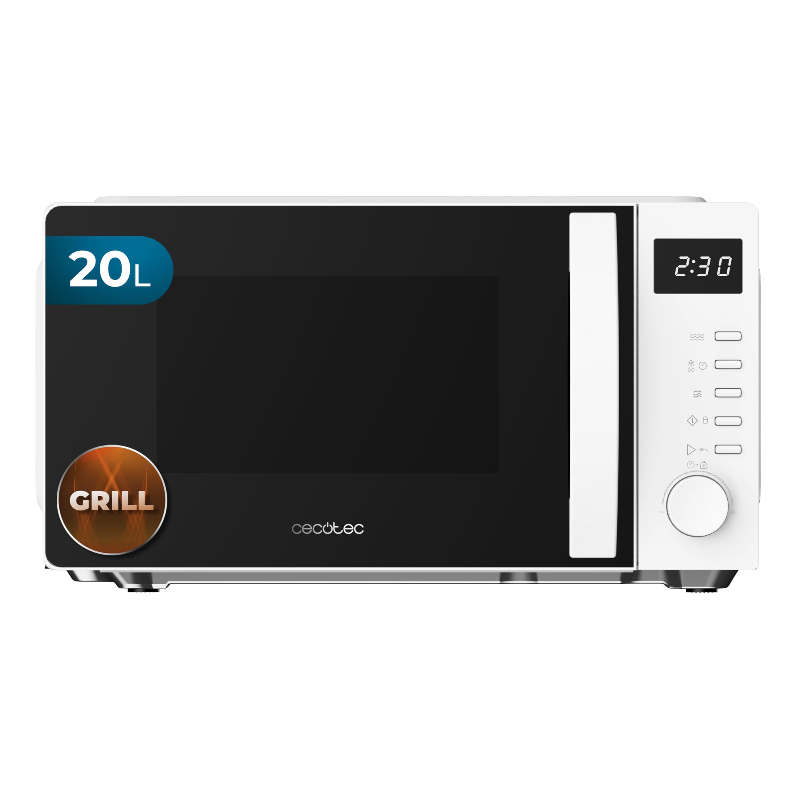Cecotec Microondas con Grill Proclean 5105 White. 700W, 20L, TecnologÃa 3DWave, Grill, 5 Niveles Potencia, Temporizador 30 Min, Descongelación, Pantalla con Reloj, Gratinados Perfectos