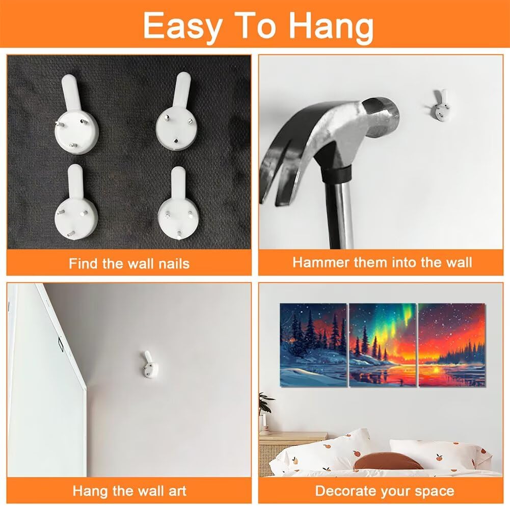 Leinwand Bilder mit Rahmen, 3Pcs Aurora Wandbilder Wohnzimmer Set, 40 x 50 cm x 3 Pcs Leinwand Bilder Landschaft Wanddeko Schlafzimmer, Wandbilder mit Haken für Wanddeko Wohnzimmer, Geschenke, -2269