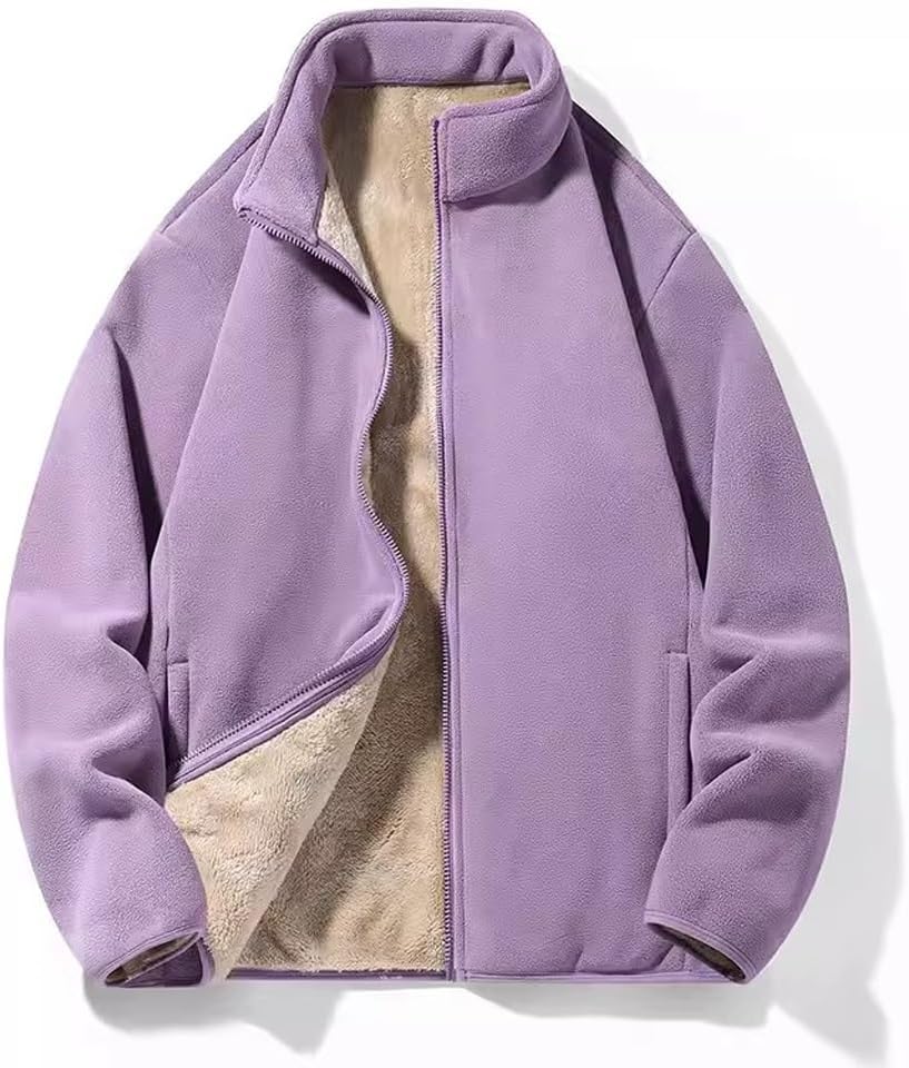 Lamb Cashmere Hoodie men, Winter Fleece Jacket Women, Autumn, Plush Thickened(Taro Purple,XXX-Large)