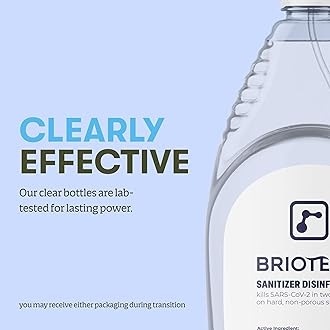BRIOTECH Sanitizer Disinfectant Hypochlorous, Kill 99.99% of Viruses & Bacteria, Control Mold, Eliminate Odor, Gentle for Nursery & Play Rooms, Food Contact Surface Sanitizer, 1 Gallon Refill