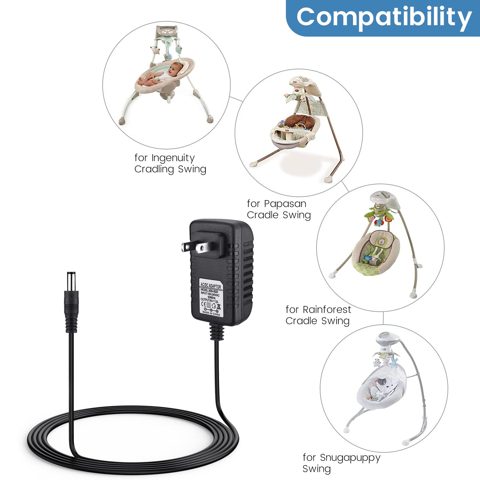 Ingenuity Baby Swing Fisher Price Swing Cord 6V Baby Swing Power