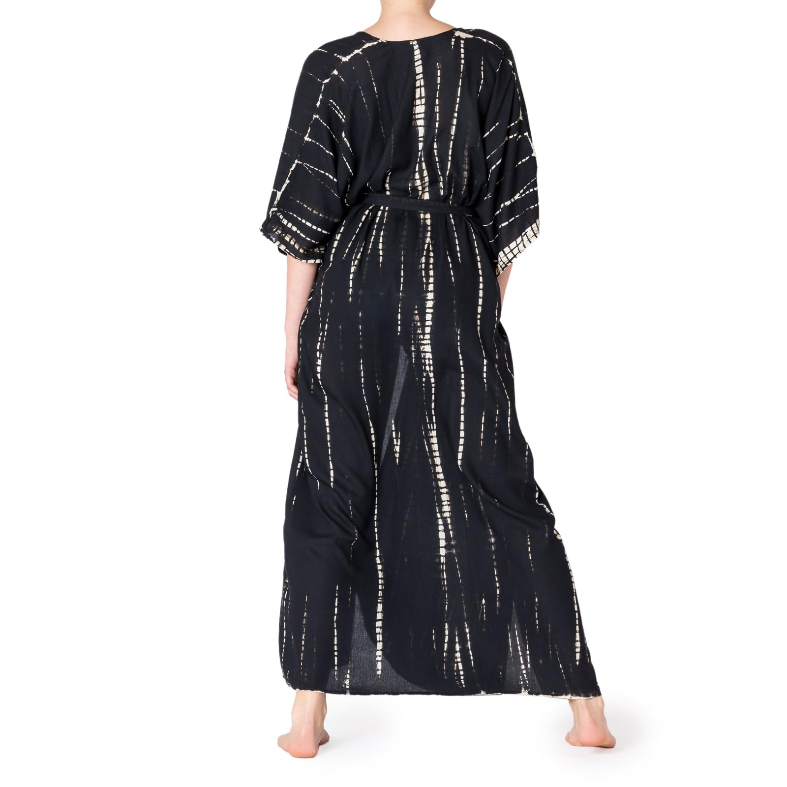 PANASIAM Kimono Batik Mujer - Maxi Salida de playa - Pareo Holgado | Túnica de playa de viscosa, Kimono ligero, Cubre bikini, con cinturón para anudar, Estilo boho, Talla M-XL