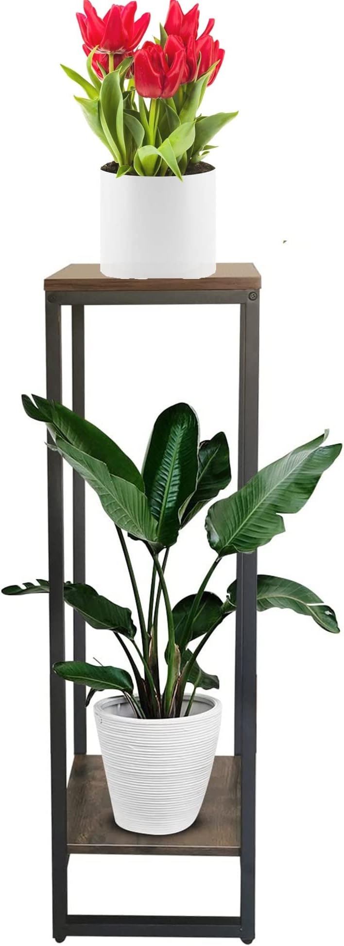 WEENINE37 inches Metal Tall Plant Stand Rack, Industrial Style Plant Shelves Indoor Flower Pots Stand Holder Planter Display for Living Room Balcony Corner Garden (Style B)
