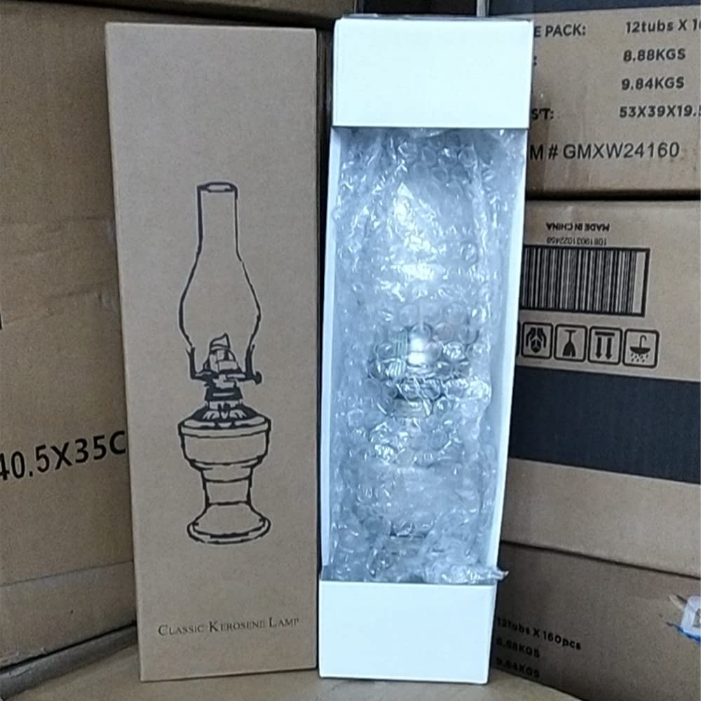 Lámpara de aceite de llama abierta retro, lámpara de queroseno de vidrio de 12.99 * 2.99 pulgadas, iluminación interior Lámparas de aceite a prueba de viento (paquete de 2)
