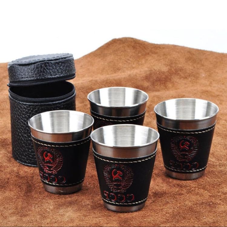 4 in 1 70ml Outdoor Camping Tableware Travel Cups Set Picnic Supplies Stainless Steel Wine Beer Cup Whiskey Mugs PU Leather : Amazon.in: Sports, Fitness & Outdoors