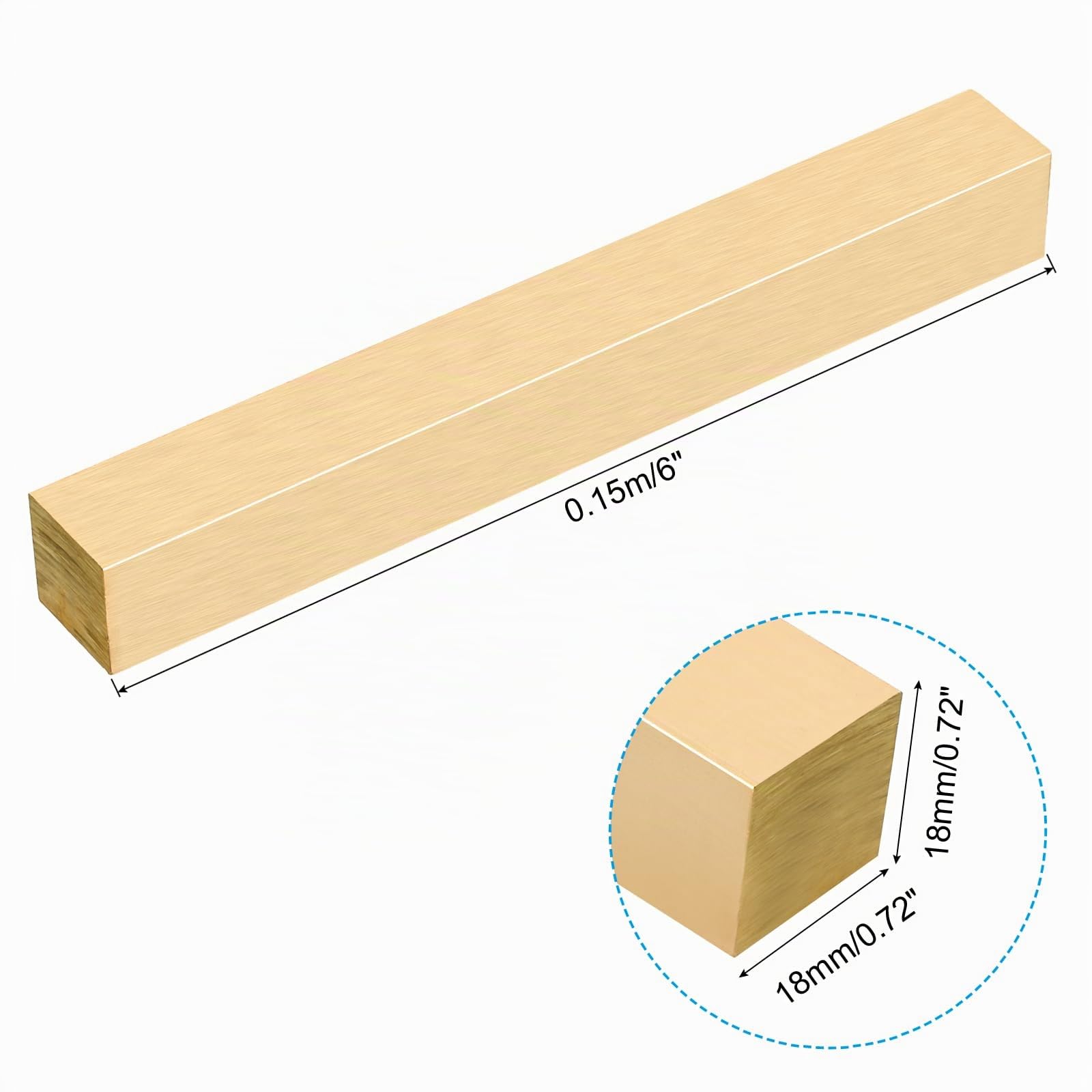 PATIKIL 3/4 x 3/4 x 6" H59 Barre Carrée en Laiton, Barre de Fraisage Carrée Solide pour l'Artisanat, l'Entretien, la Décoration Architecturale Électrique, en Laiton