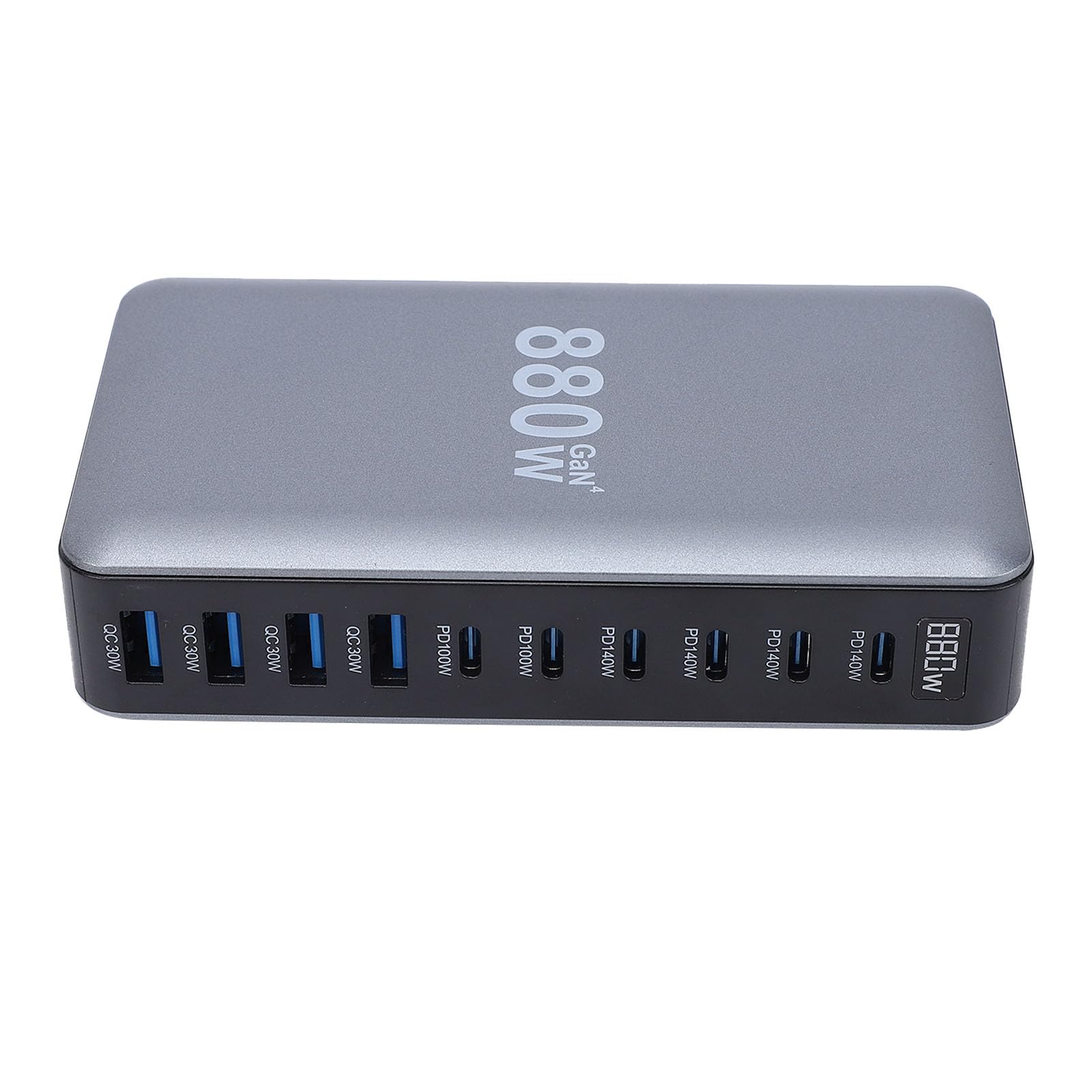 Caricabatterie rapido USB Type-C da 880 W con 10 porte, grigio (Spina europea)