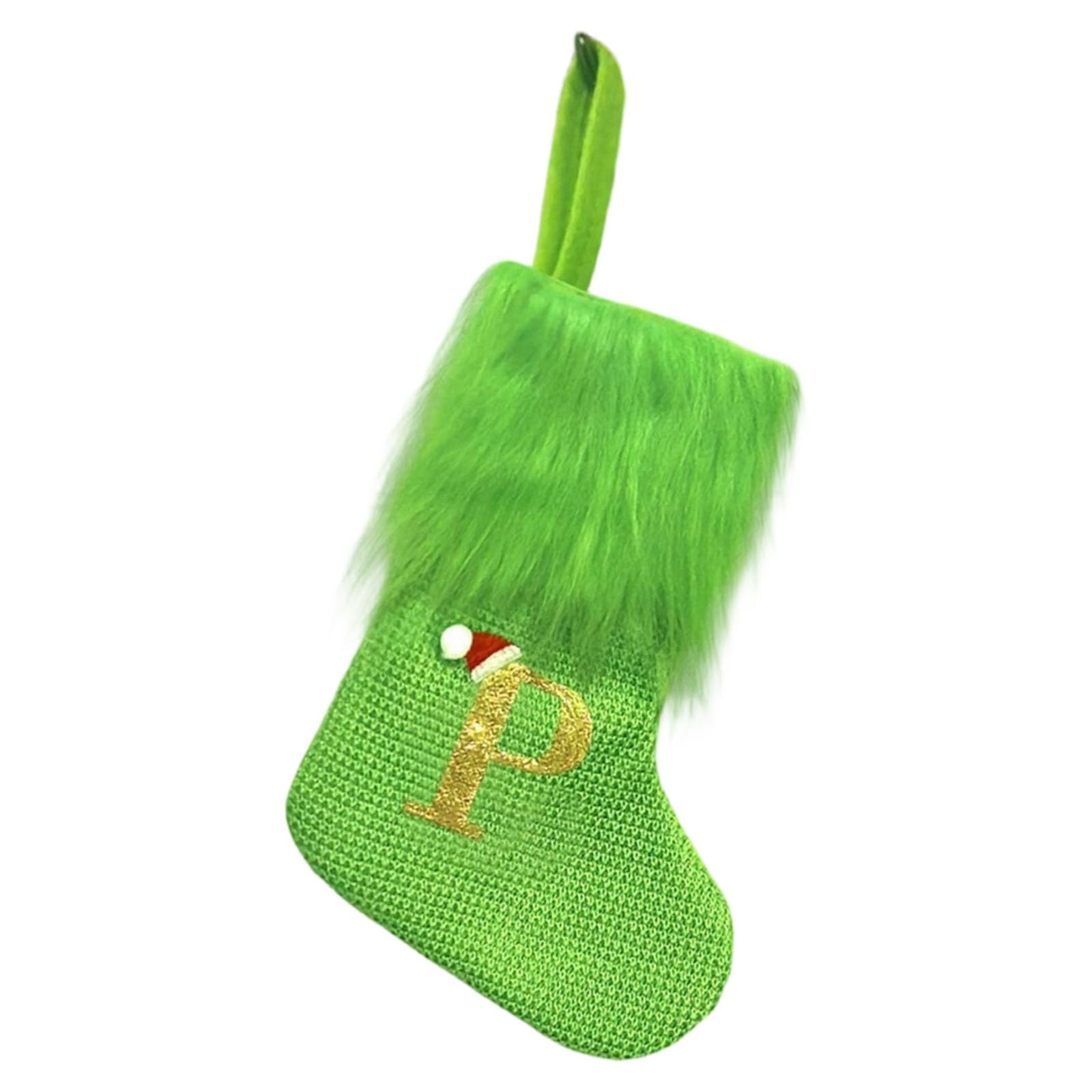 Xjdzineq Holiday Sock Durablility Hanging for Candy Gifts Holder Festival Decoration Classical Christmas Letter Knitted Stocking Bag