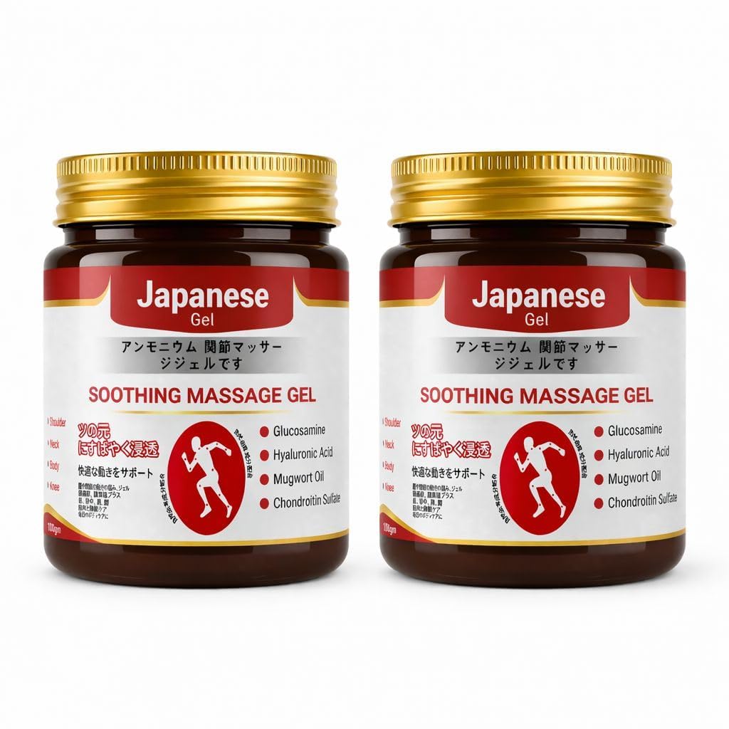 Pack of 2 Japanese Formula Soothing Massage Gel for Joint & Muscle Pain Relief – Arnica, Mugwort, Hyaluronic Acid – Back, Neck, Knee & Leg Massage Balm – 100% Herbal Fast Absorption Formula (2 Units)-image-42