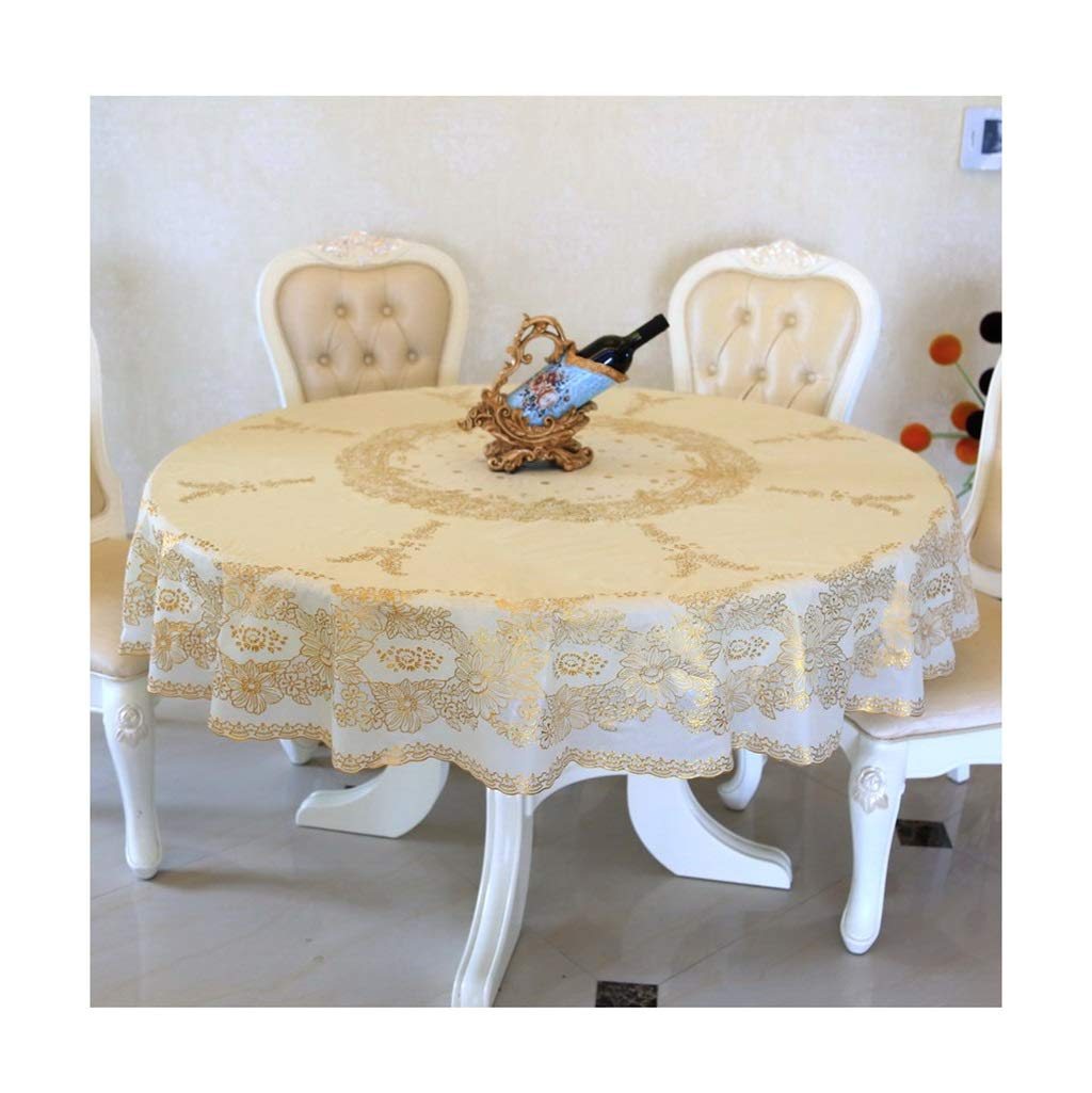 European tablecloth Round Tablecloth PVC European Luxury Waterproof Anti-hot Table Mat Household Restaurant Table Cloth Hotel Banquet Decoration Tablecloths (Color : A Size : Round