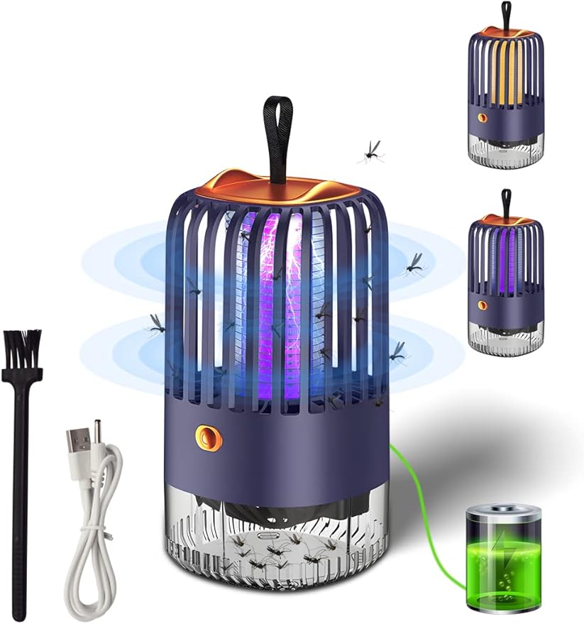 AMANKA Mosquito Killer Lamp, USB Rechargeable 3 in 1 Birdcage Shape Fly