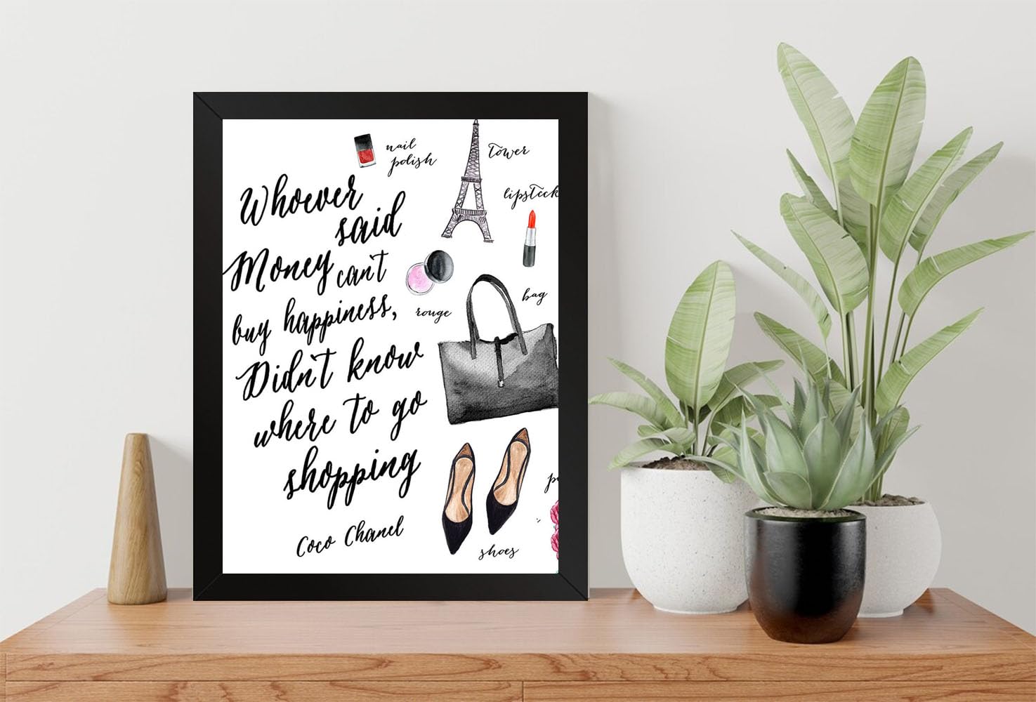 GADGETS WRAP Printed Photo Frame Matte Painting for Home Office Studio Living Room Decoration (9x11inch Black Framed) - Coco Chanel Paris