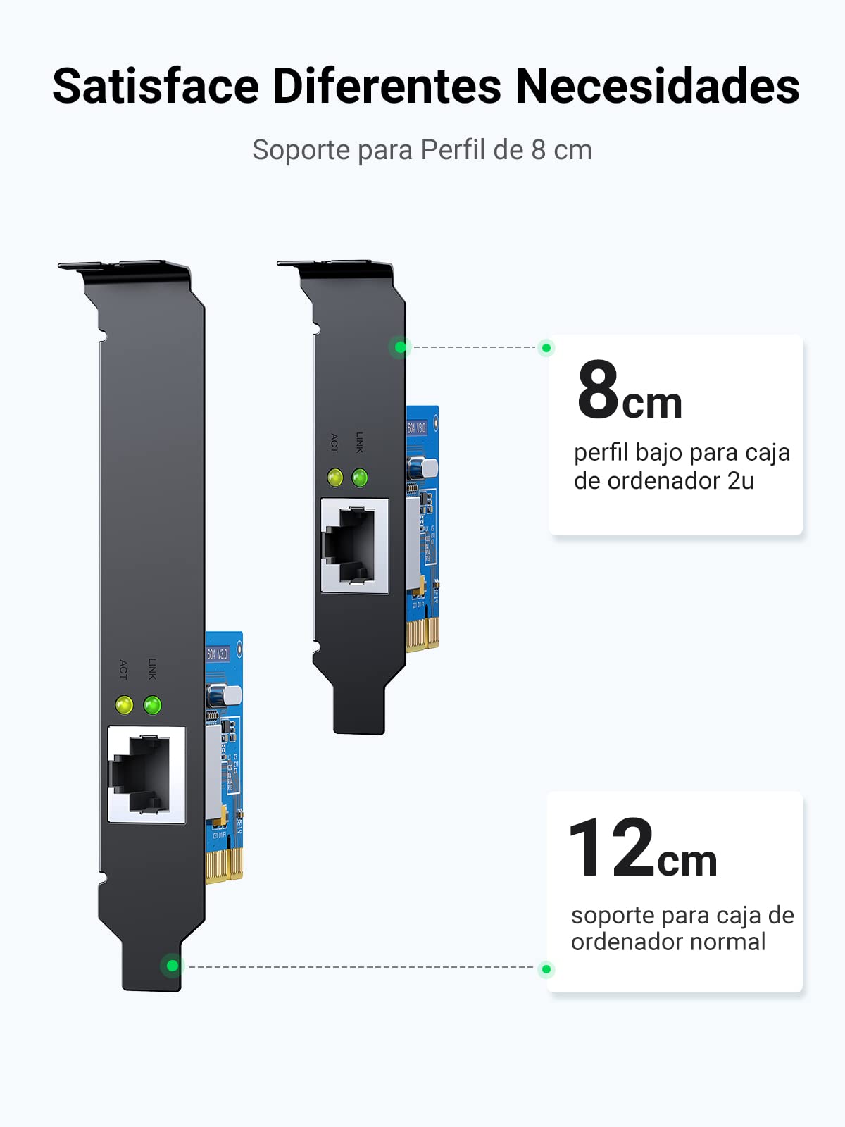 UGREEN Tarjeta de Red Gigabit Ethernet PCI Express 10/100/1000 Mbps con Puerto RJ45 y Perfil Doble, Adaptador LAN PCIe Compatible con Windows 10/8/ 7/ Vista/XP